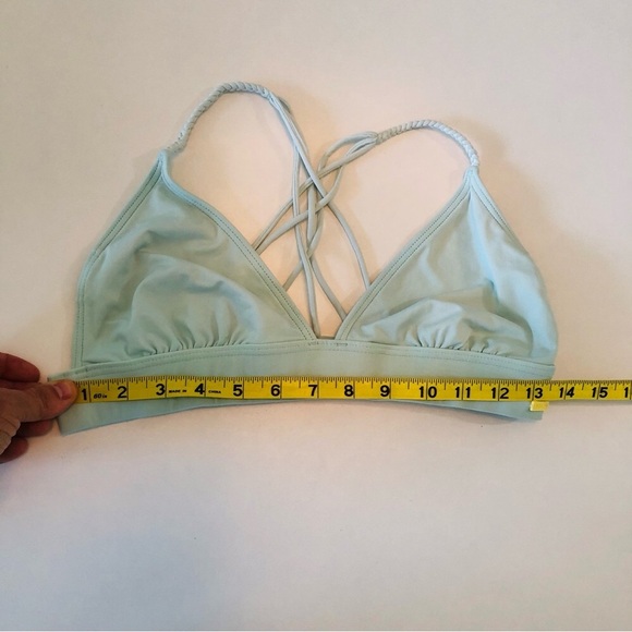 Roxy Sky Blue Bikini Top Women’s L Criss Cross Back Straps, Logo tag, Bralette - Picture 1 of 7
